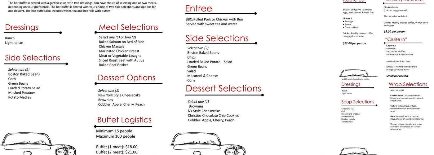 Corvette Cafe Menu