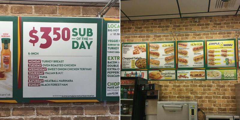 Subway Menu