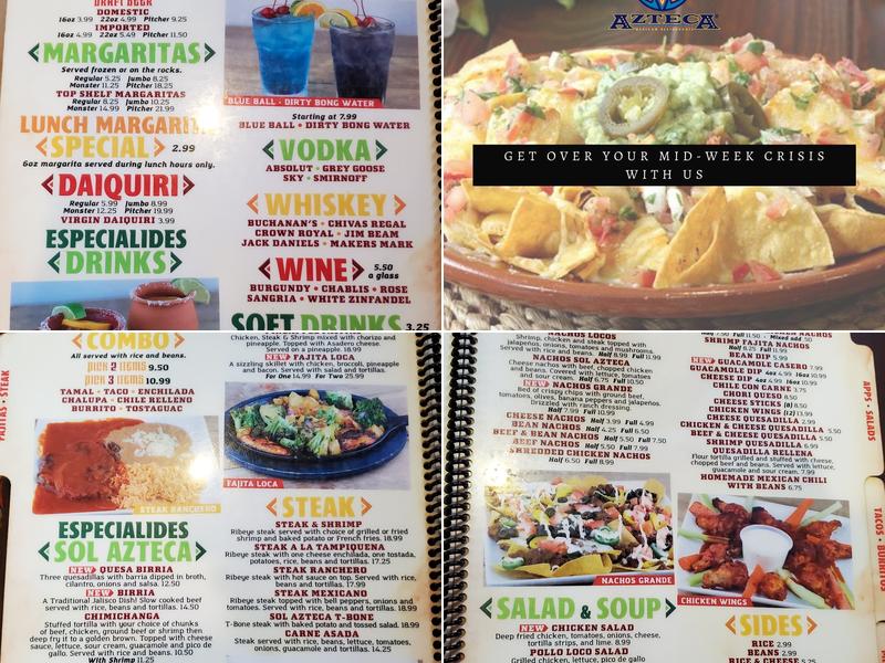 Sol Azteca Menu