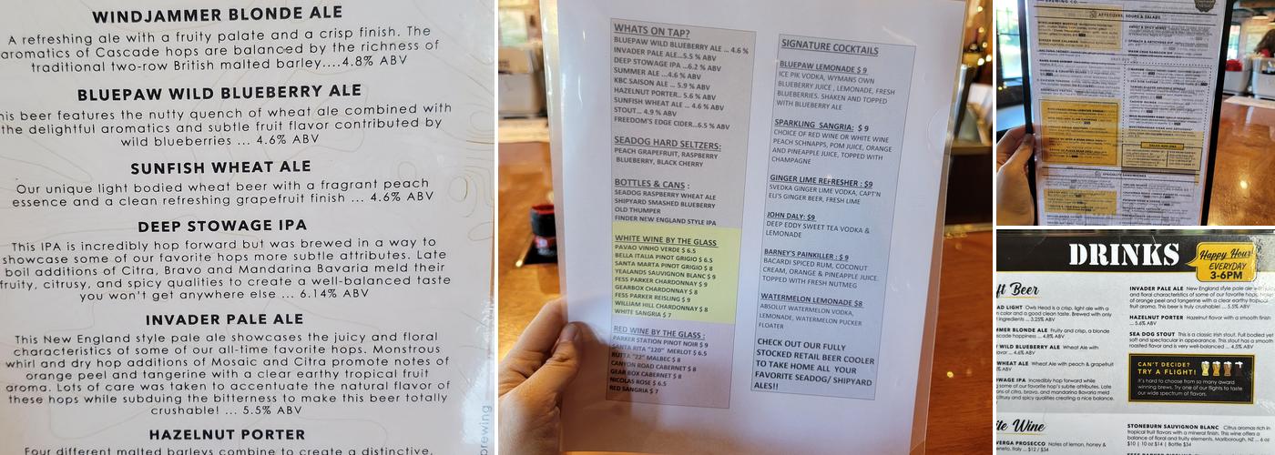 Sea Dog Brewing Company Topsham Menu