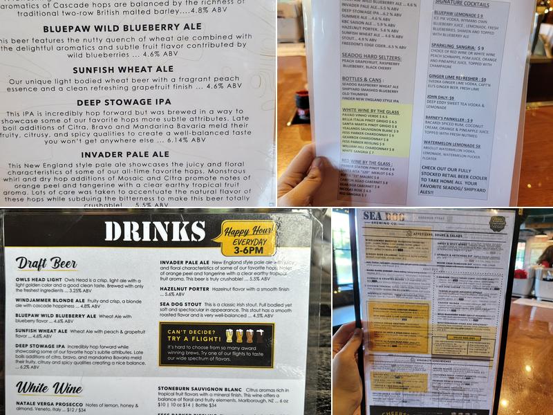 Sea Dog Brewing Company Topsham Menu