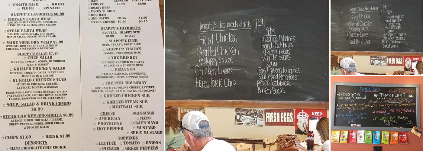 Slappyz Family Diner Menu