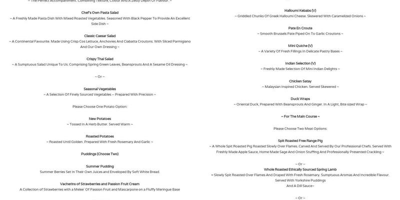 Hog Roast Richmond Menu