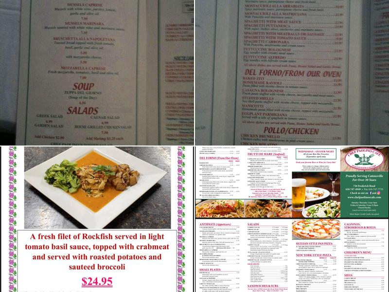 Chef Paolino Cafe Menu