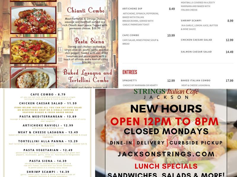 Strings Italian Cafe Menu