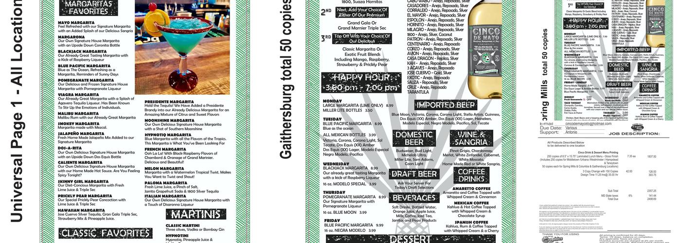 Cinco de Mayo Menu