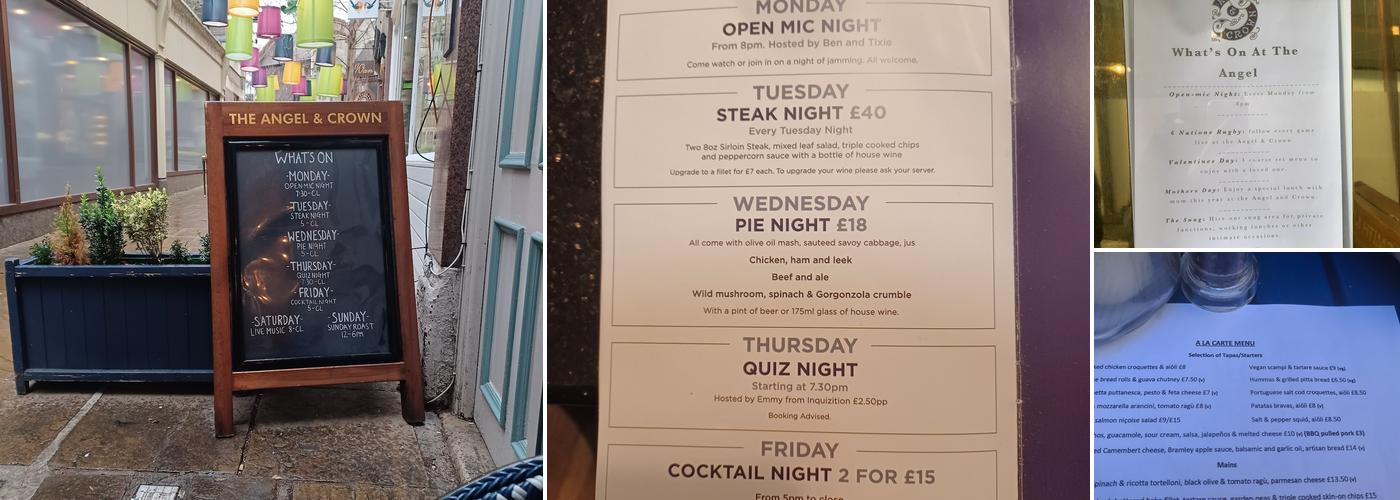 The Angel & Crown Menu