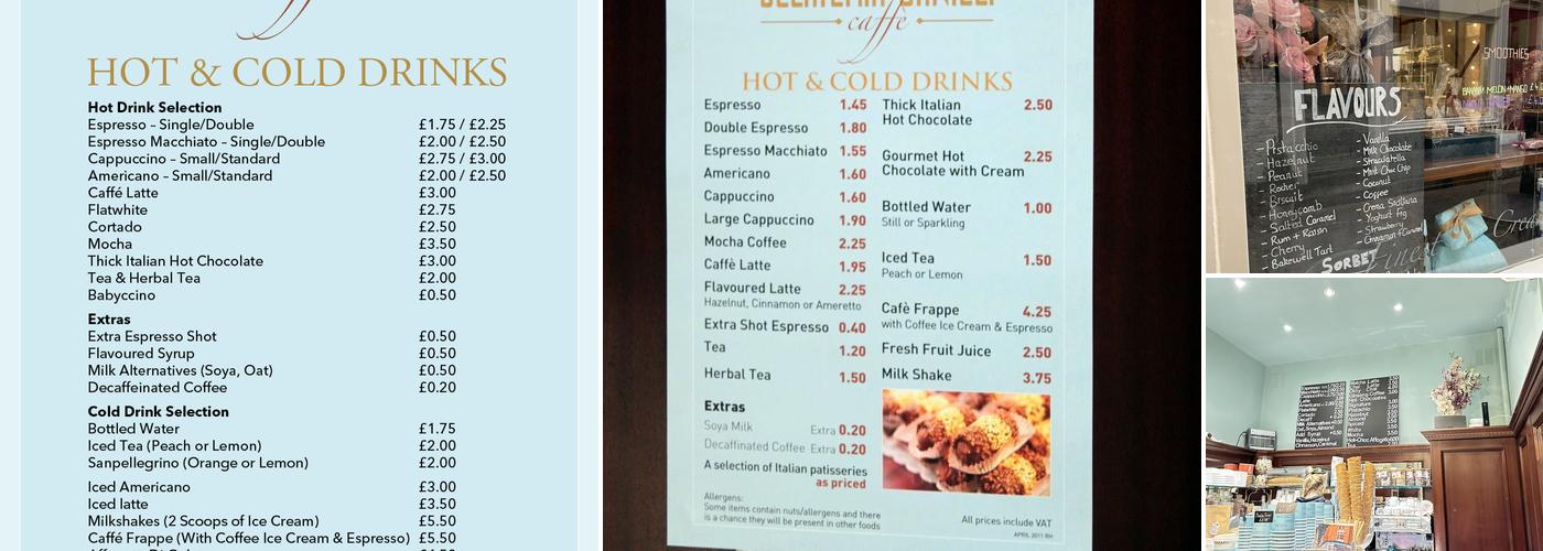 Gelateria Danieli Menu