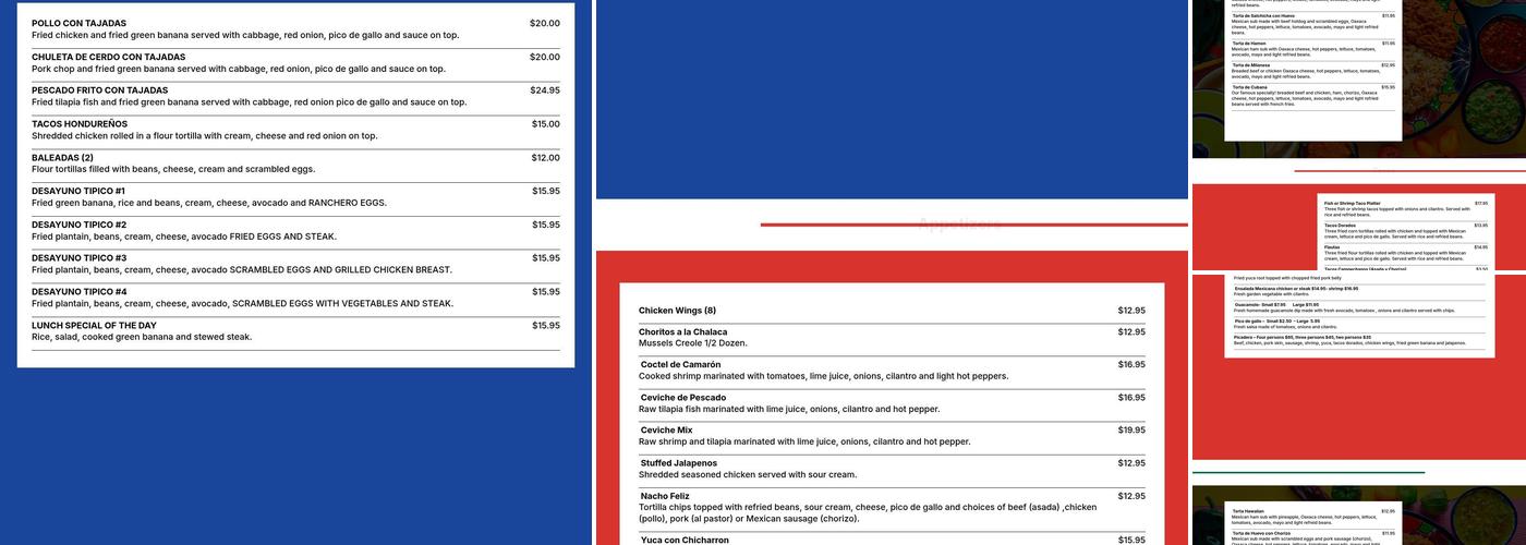 Pollo Feliz And Taqueria Menu