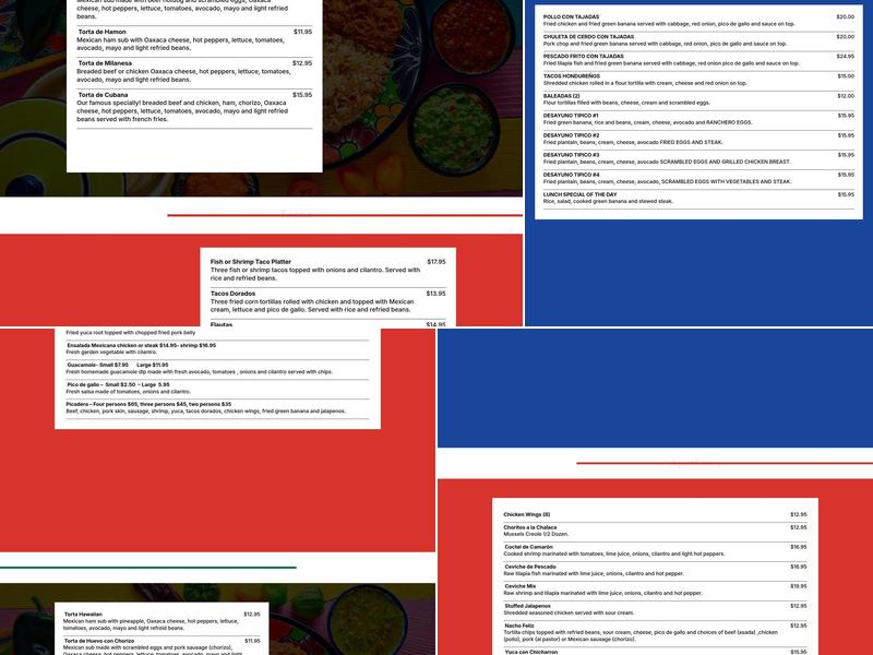 Pollo Feliz And Taqueria Menu
