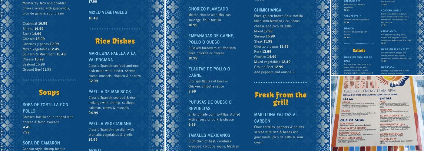 Mari Luna Mexican Grill Menu
