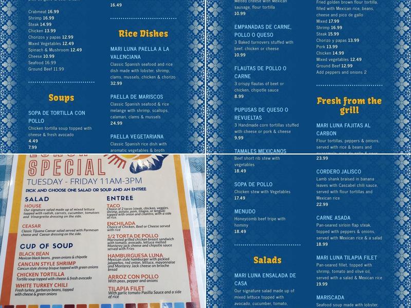 Mari Luna Mexican Grill Menu