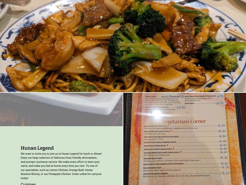 Hunan Legend Menu
