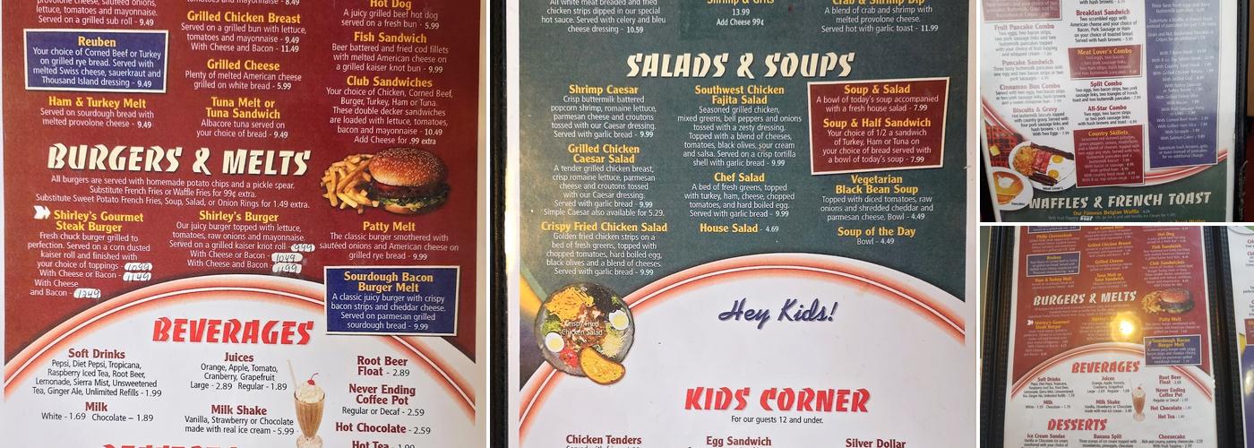 Shirley's Family Diner Menu
