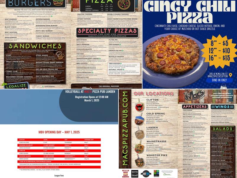 Mac's Pizza Pub Menu