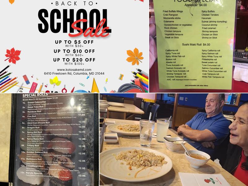 Koto Sake Japanese Steak House and Sushi Menu