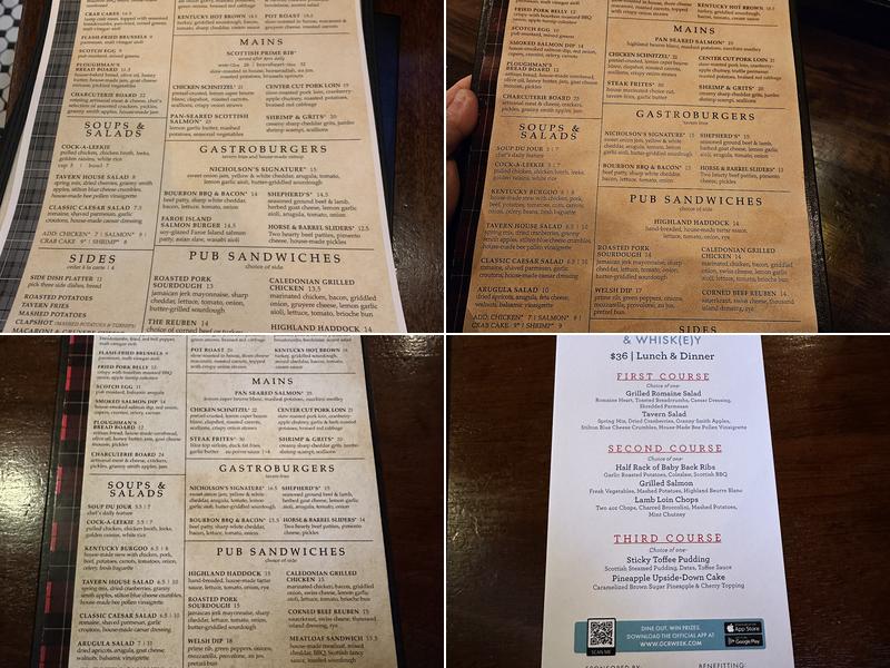 Nicholson's Fine Food & Whiskey Menu