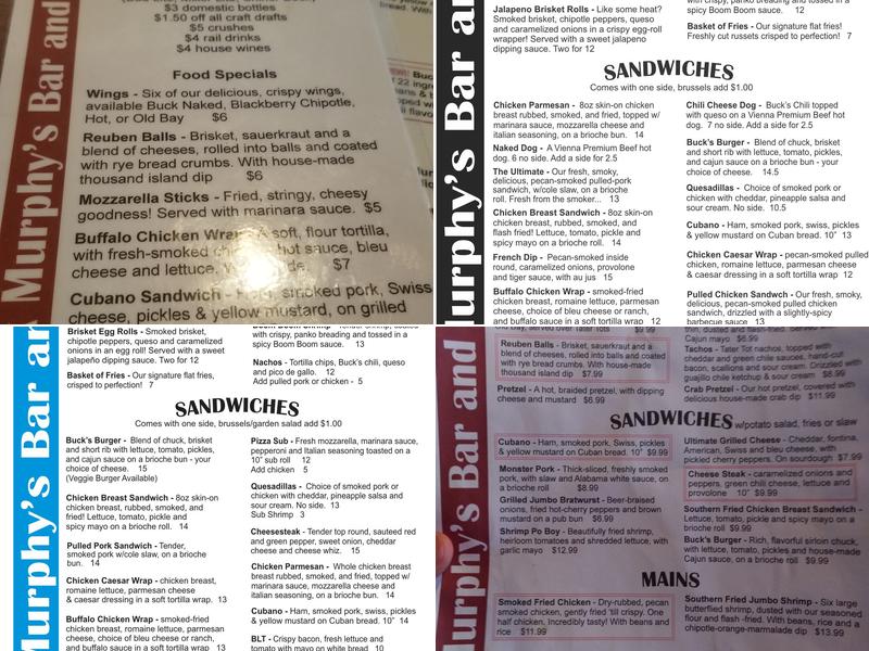 Buck Murphy's Bar & Grill Menu