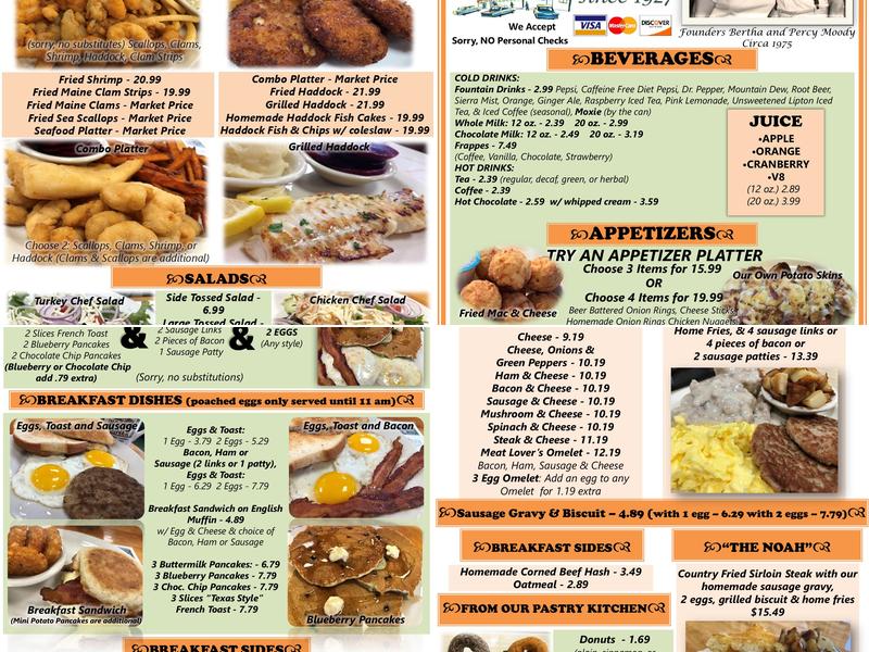 Moody's Diner Menu