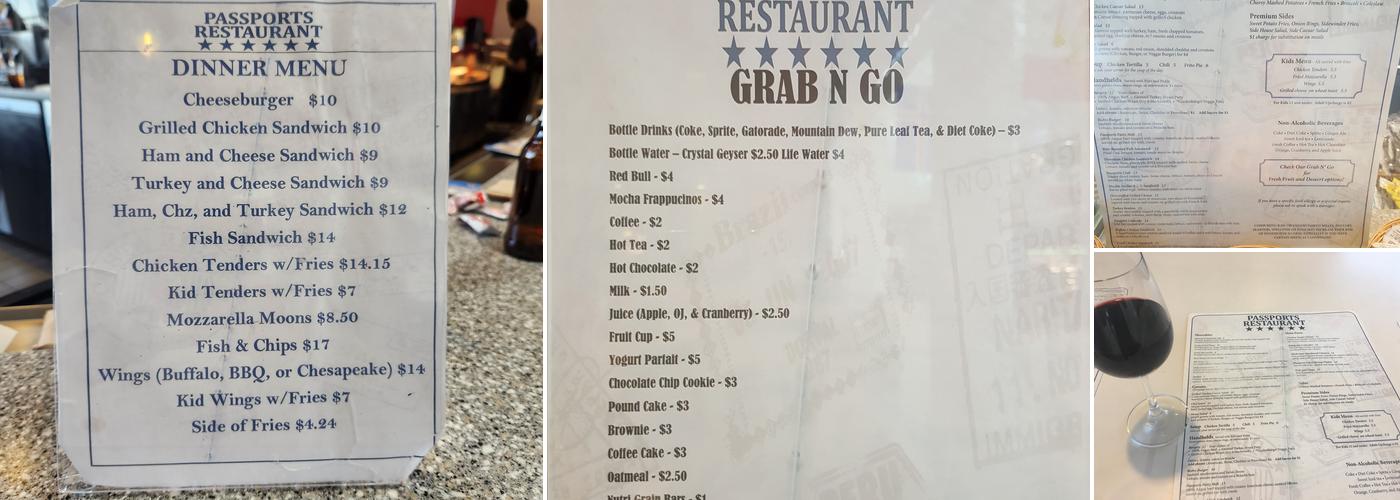 Passports Bar & Grill Menu