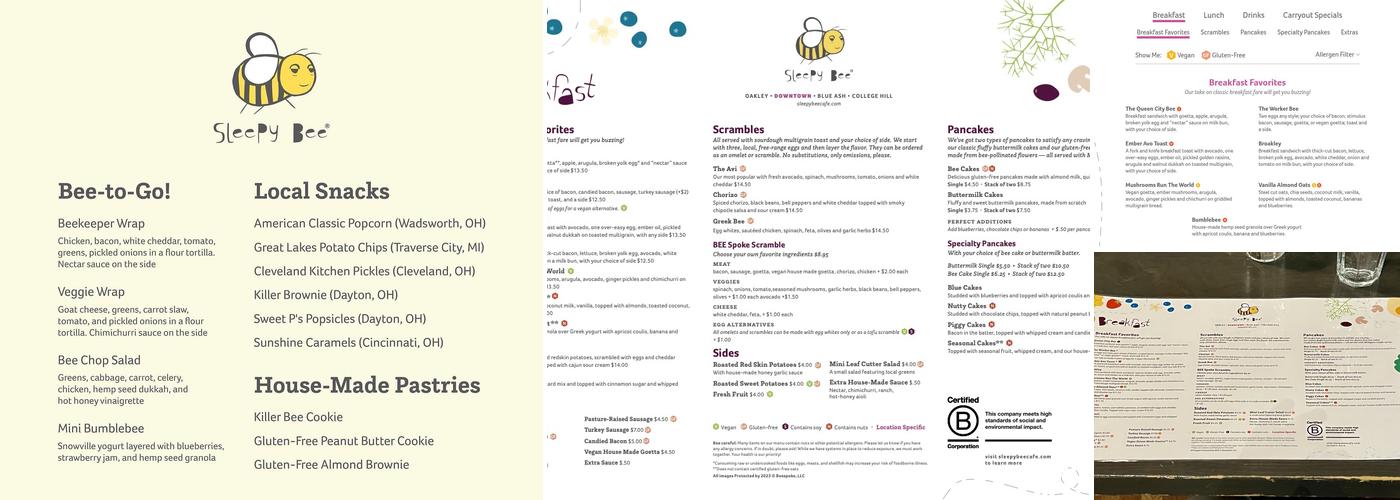 Sleepy Bee Cafe - Downtown Menu