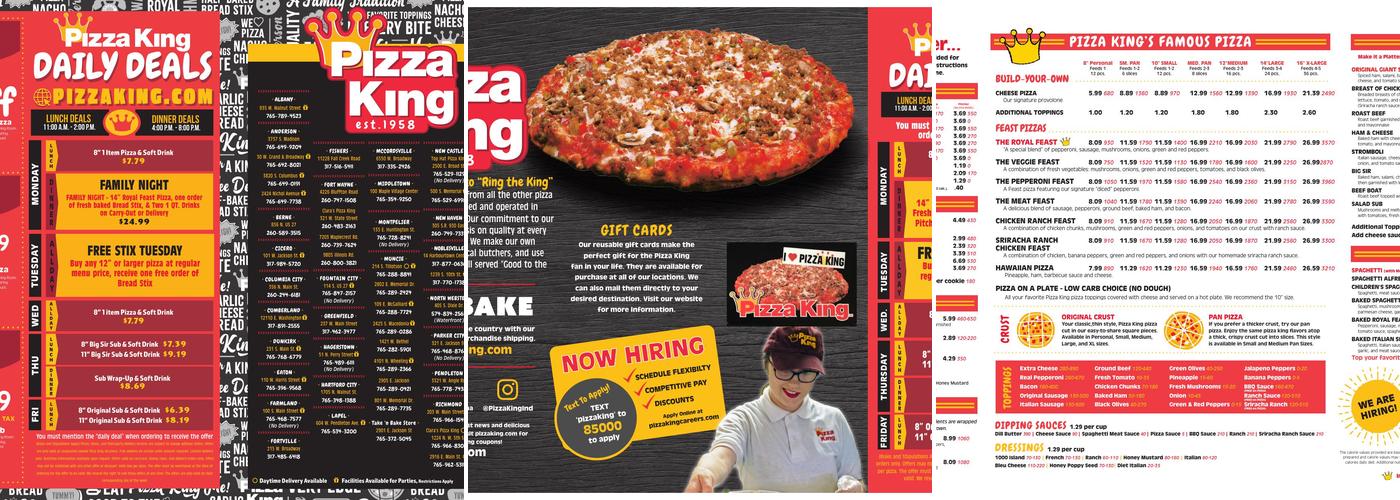 Pizza King Menu