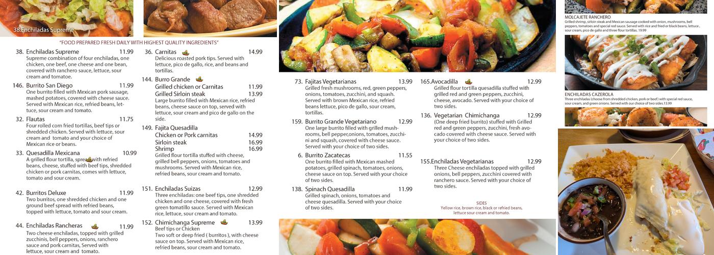 Cazadores Mexican Restaurant Menu