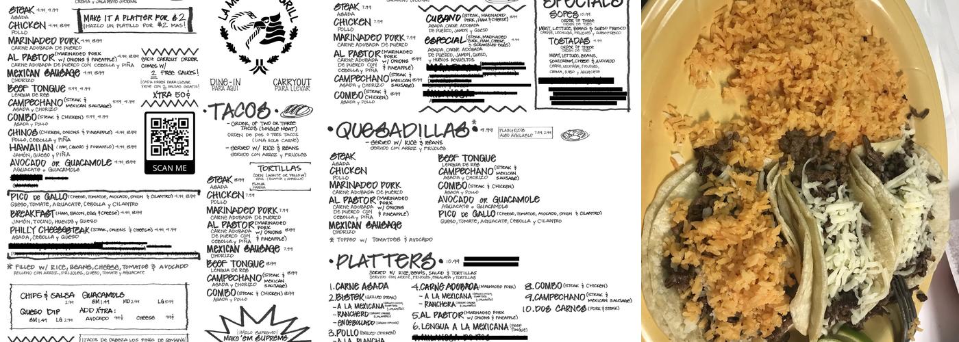 La Mexicana Grill Menu