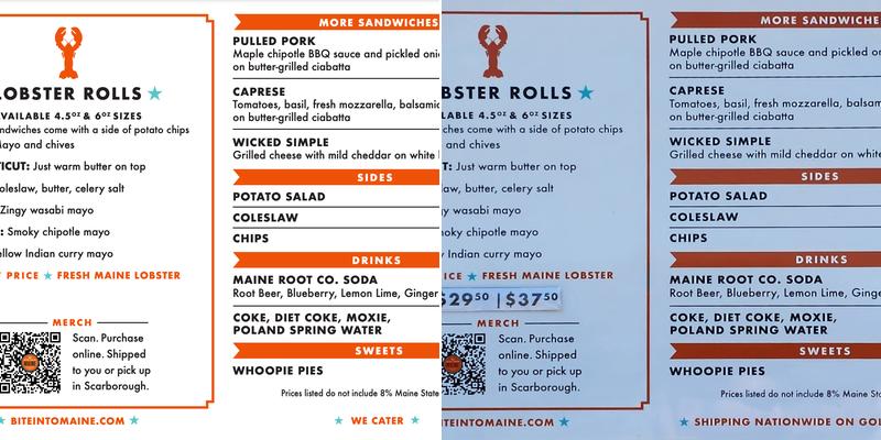 Bite into Maine Menu