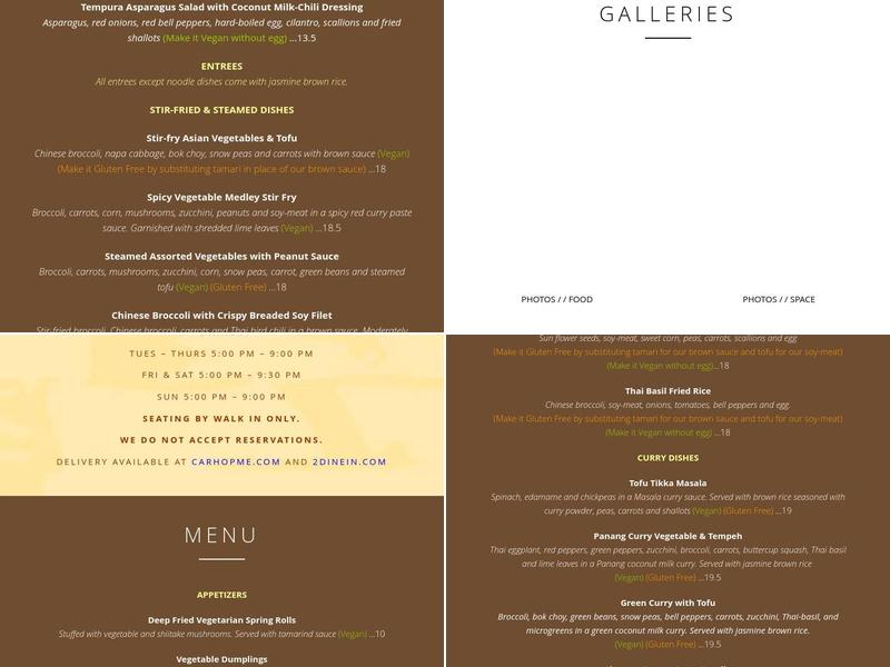 Green Elephant Menu