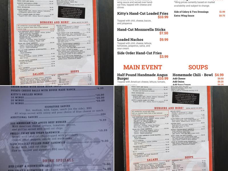Kitty's Sports Grill Menu