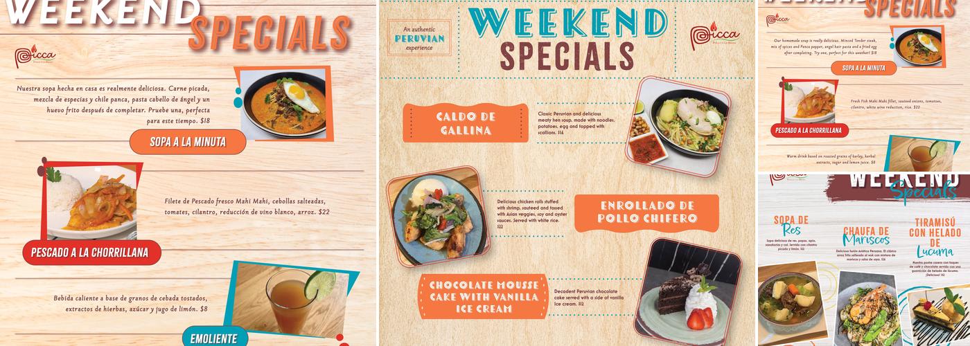 Picca Pollo A La Brasa Menu