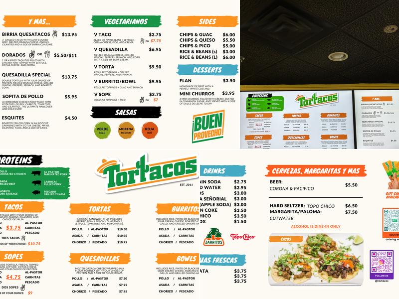 Tortacos Menu