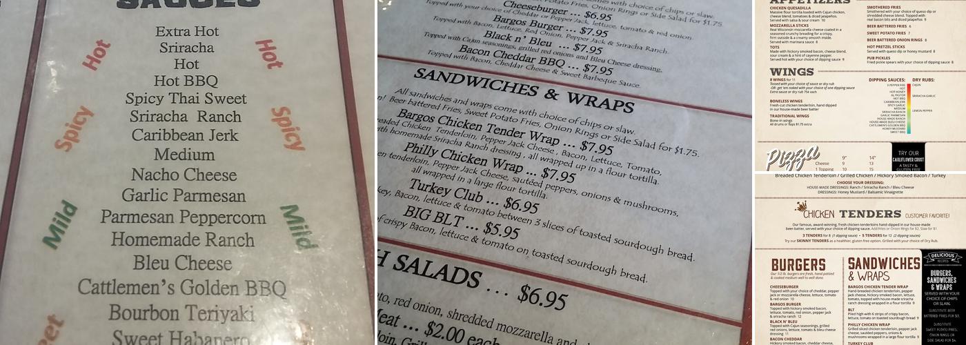 Bargos Grill & Tap Menu