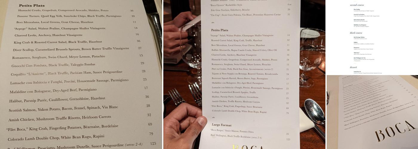 Boca Menu
