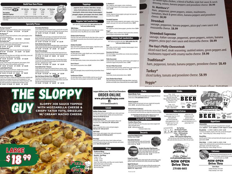 Pizza By The Guy Menu