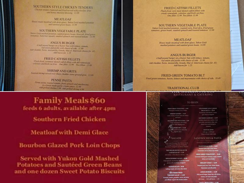 The Miller House Menu