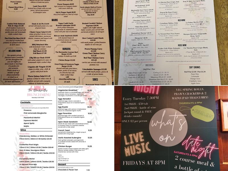 The Blacksmiths Arms Menu