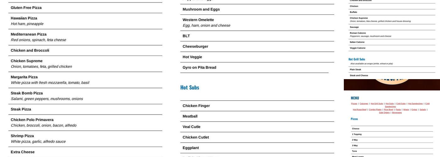 Salisbury House of Pizza Menu