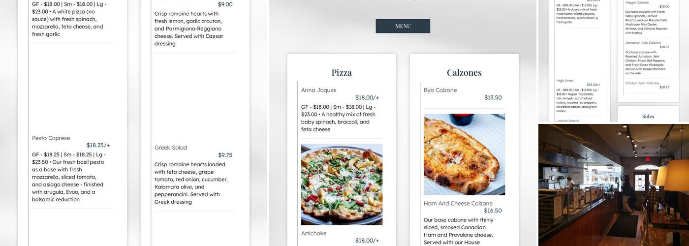 Anchor Stone Deck Pizza Menu