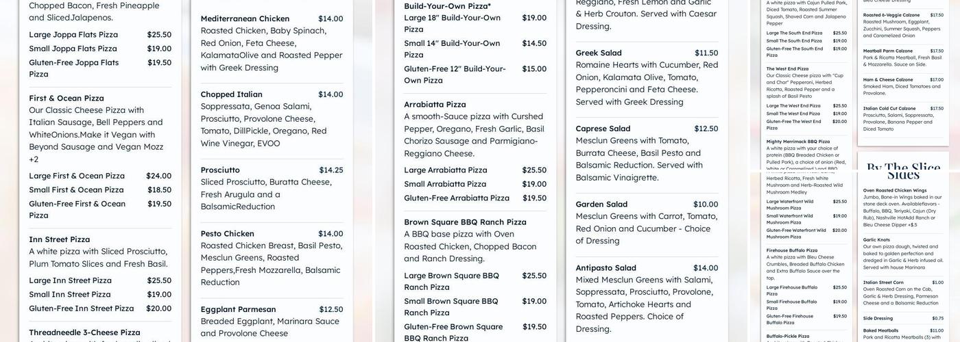 Anchor Stone Deck Pizza Menu