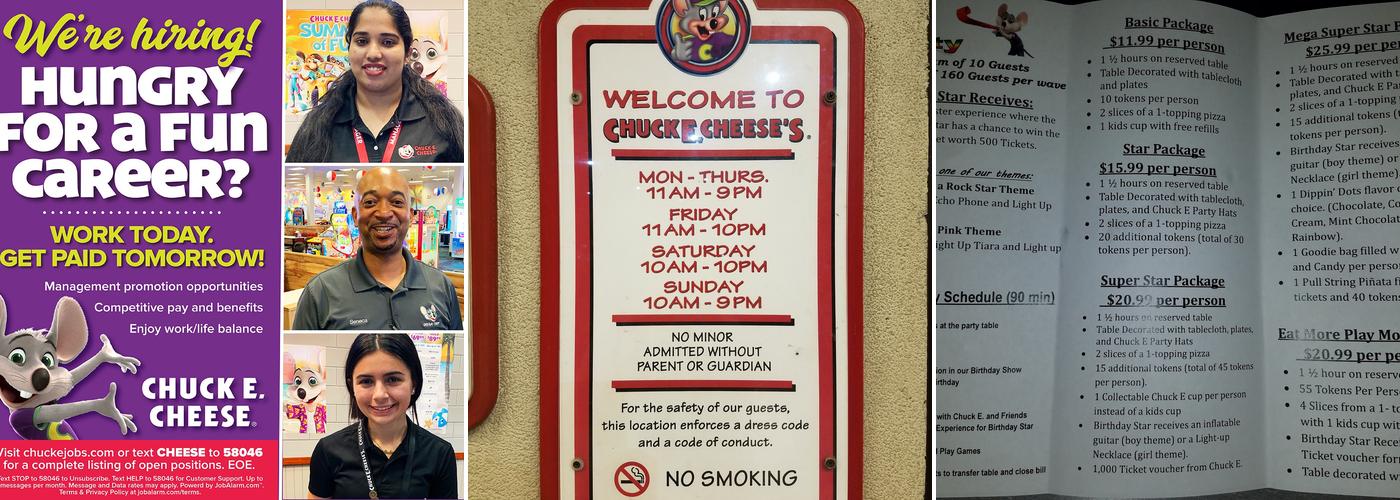 Chuck E. Cheese Menu