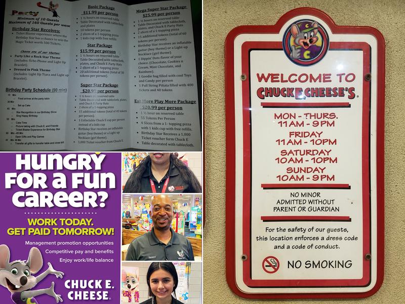 Chuck E. Cheese Menu