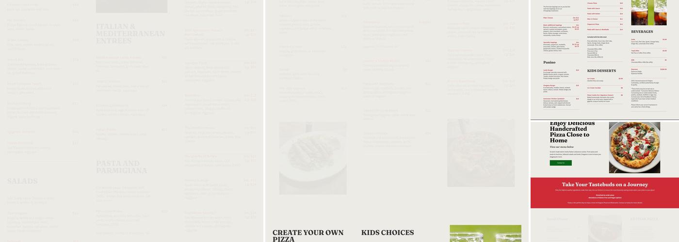 Oregano Pizzeria & Ristorante Menu