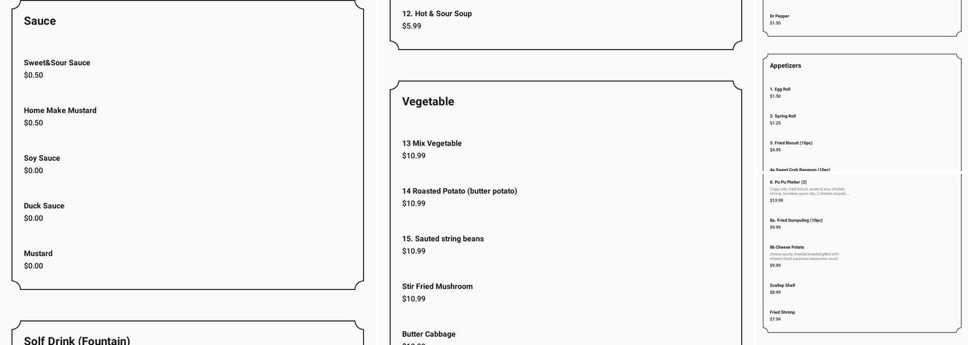 New Lucky Garden Menu