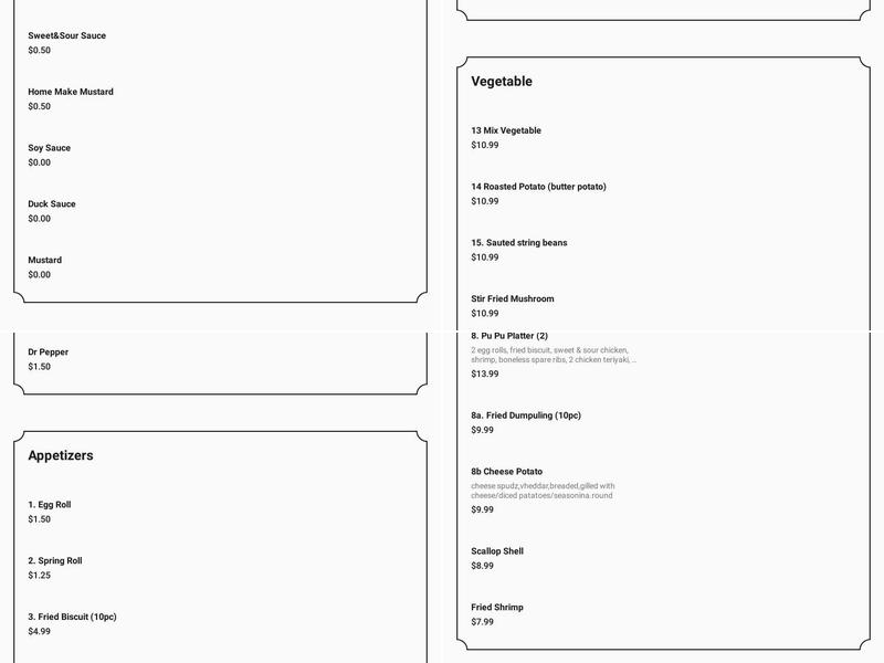 New Lucky Garden Menu