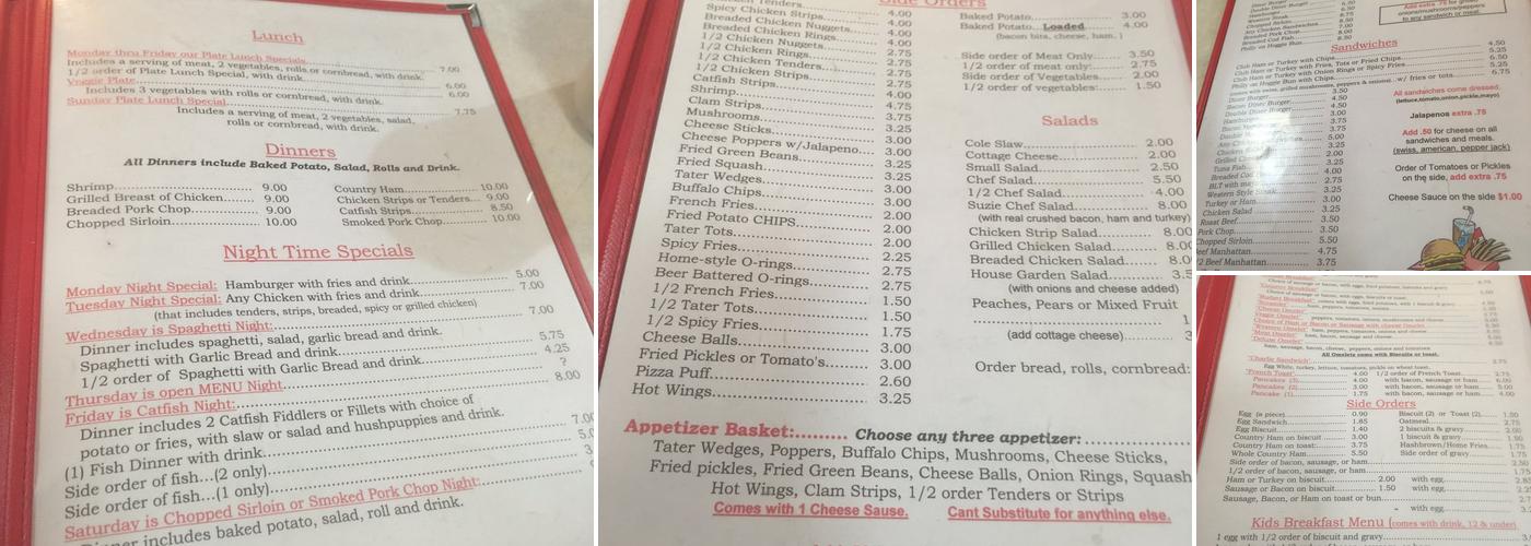 Dinner Diner Menu