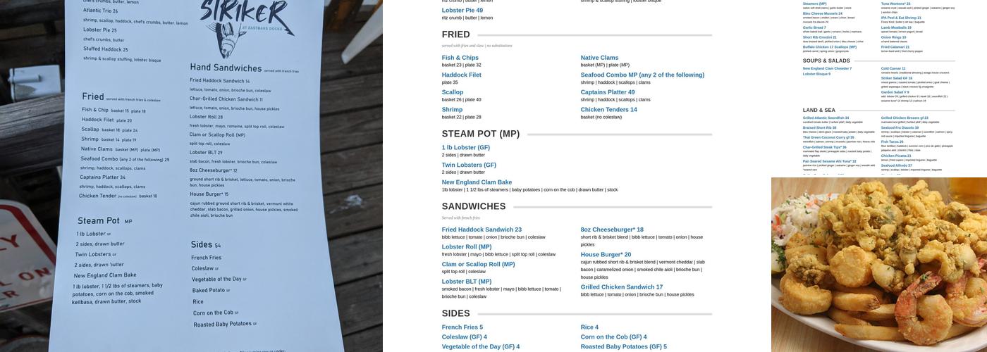 Tuna Striker Pub Menu