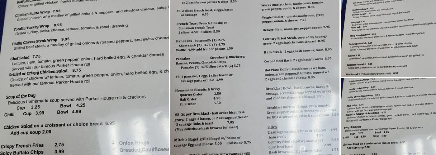 Fingerhut Bakery Menu