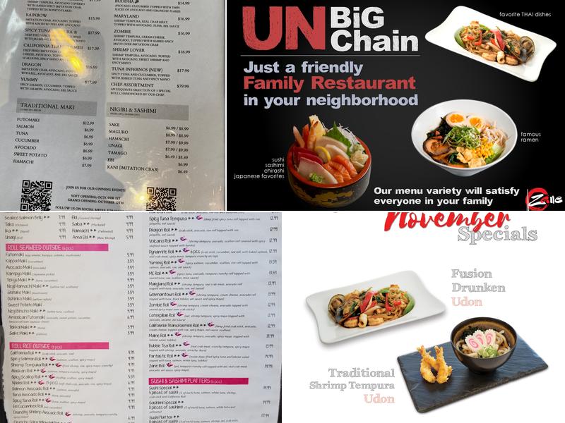 Zane Ocha Thai Sushi Bar – Authentic Thai & Japanese Cuisine in Germantown Menu